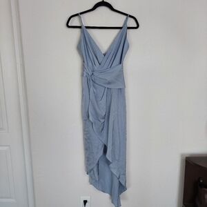 Floret Studios Gathered Twist Waist Light Slate Slip Dress Size Small